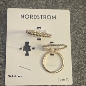 Nordstrom Elegant Gold-Tone Stackable 3 Ring Set size 8